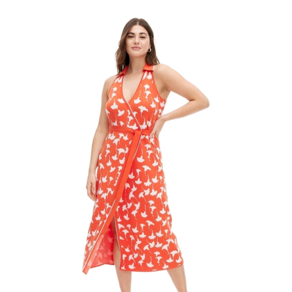 Collared Sleeveless Gingko Wrap Dress